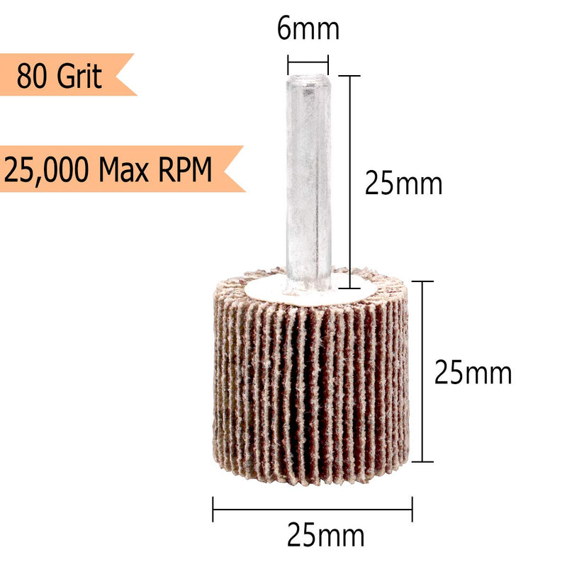 Koopi 10 Pack 1" x 1" x 1/4" Shank Mounted Flap Wheels, 80 Grit Aluminum Oxide Sanding Flap Wheels for Drill - Abrasive Grinding Tool - NewNest Australia