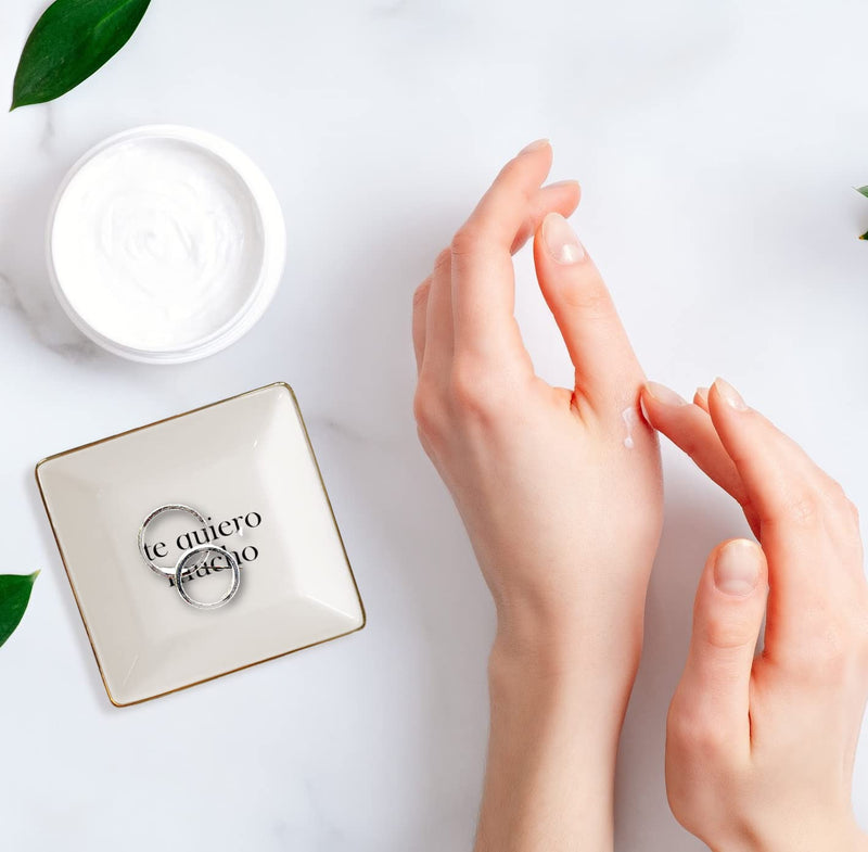 Te Quiero Mucho Jewelry Ring Holder Spanish I Love You Gift | Mothers Day Gift for Madre or Abuela | Elegant Jewelry Ring Dish by Simply Charmed - NewNest Australia