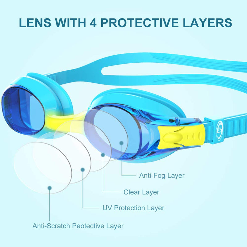 Findway Kids Swim Goggles, 2 Pack Kids Swimming Goggles Anti-fog No Leaking Girls Boys for Age 3-10 1-blue+black - NewNest Australia