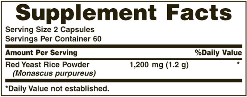 Nature's Bounty Red Yeast Rice Pills and Herbal Health Supplement, Dietary Additive, 600mg, 120 Capsules 120 Count - NewNest Australia