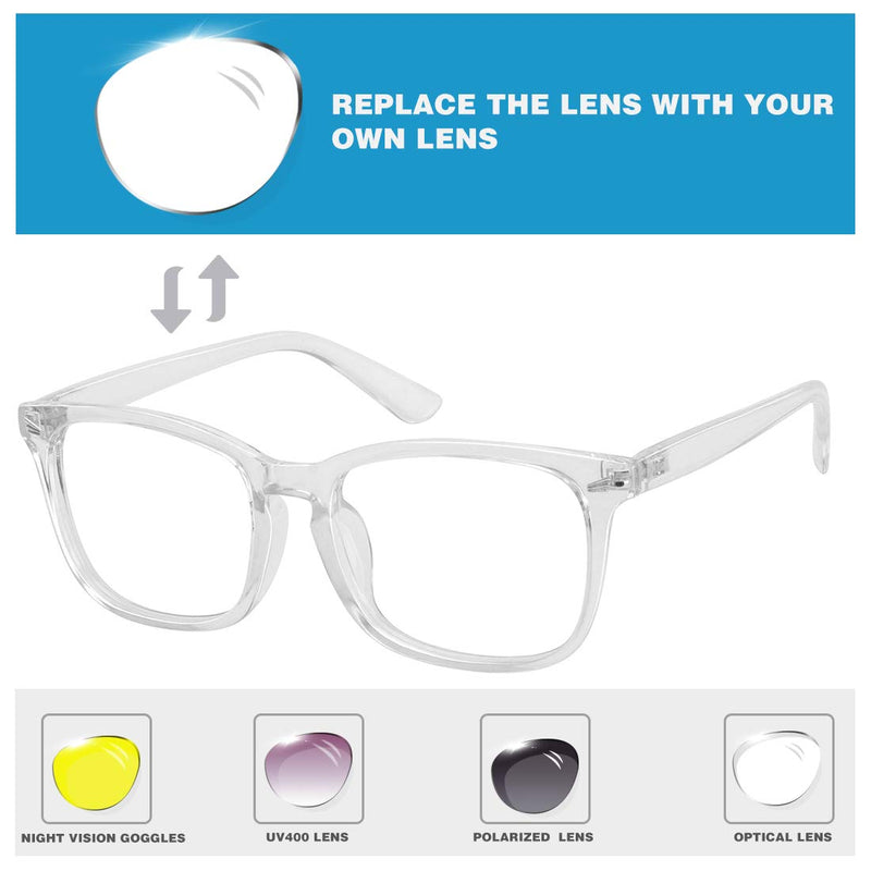 Blue Light Filter Glasses Unisex Nerd Non Prescription Clear Lens Fake Glasses Black + Gray + Transparent - NewNest Australia