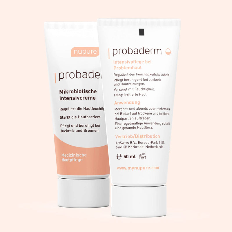 Nupure® Probaderm 50ml anti pimple cream, intensive cream for acne, microbiotic for itching, redness, for the skin flora, acne treatment and complementary care for neurodermatitis, psoriasis & eczema - NewNest Australia