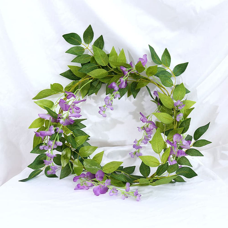 5 Pcs (Total 32.8Ft) Artificial Purple Wisteria Garland Wisteria Vine Rattan Fake Wisteria Vine Flower Garland for Wedding Garden Outdoor Decor - NewNest Australia
