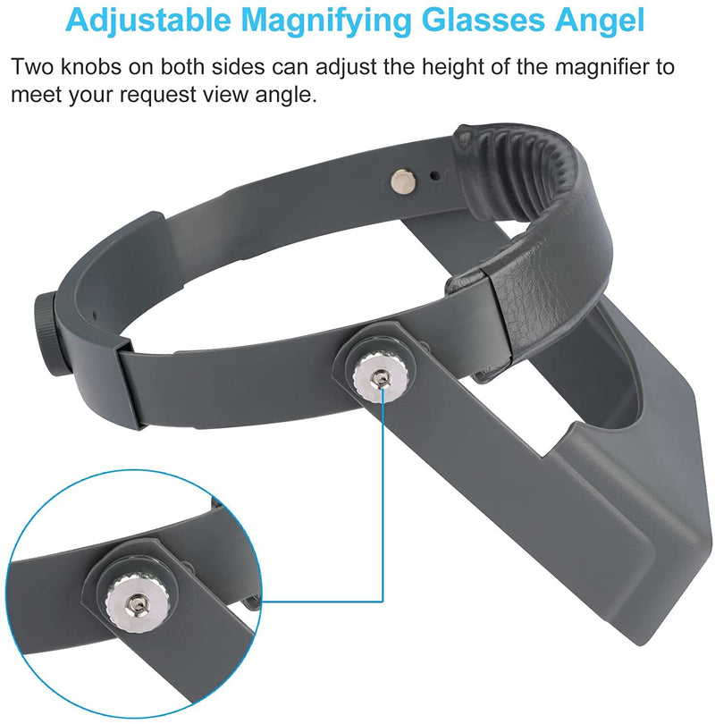 Headband Magnifier, Professional Double Lens Head-Mounted Loupe Jewelry Magnifier, Reading Visor Opitcal Glass Binocular Magnifier with Lens Magnification-1.5X 2X 2.5X 3.5X for Repair, Crafts Grey - NewNest Australia