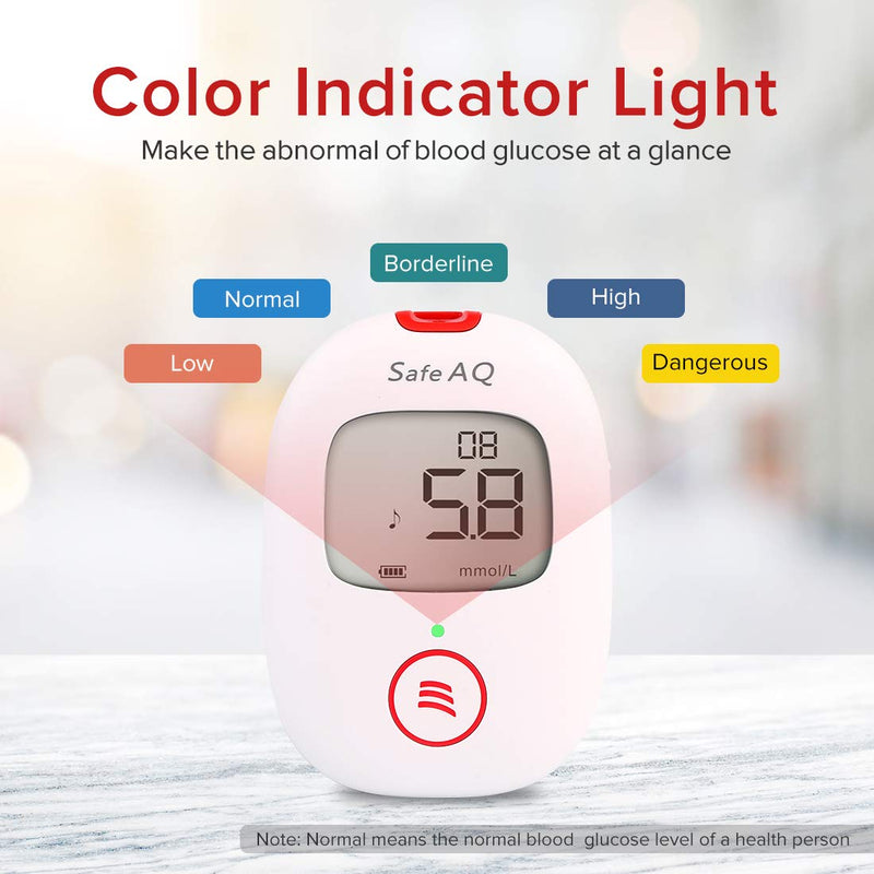 sinocare Blood Sugar Monitor, Diabetes Testing Kit with Voice Reminder and Light Warning Blood Glucose Monitor with Test Strips x 25 and Lancet x 25 & Case, Safe AQ Voice Glucometer -in mmol/L Safe Aq Voice Glucometer Kit X25 - NewNest Australia