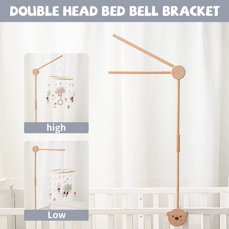 Crib Mobile Arm - HBM Rotating Wooden Mobile Arm for Crib 28-33 inch Baby Mobile Hanger Nursery Decor Mobile Stand for Crib ( Bear Mobile Holder ) Bear Wooden Arm - NewNest Australia