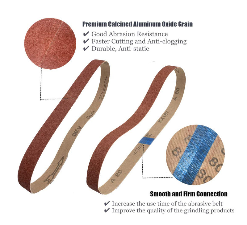 1/2 x18 Sanding Belt, Sanding Belts Assortment,8 Each of 60 80 120 150 240 400 Grit (1/2x18 Inch,48 Pack) - NewNest Australia