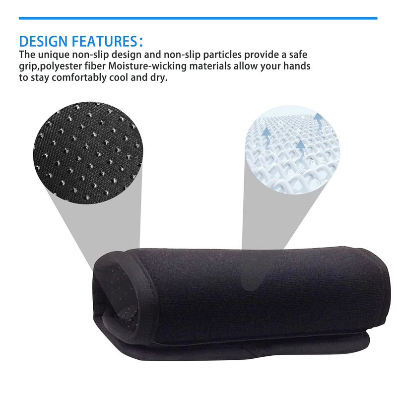 Padded Walker Hand Grips (2 Pack), Soft Comfortable Cushion Rollator Handle Covers Walker Grip Pads for Walker Rollator Crutch Wheelchair Luggage, Non-Slip Breathable Mobility Accessory, Black - NewNest Australia