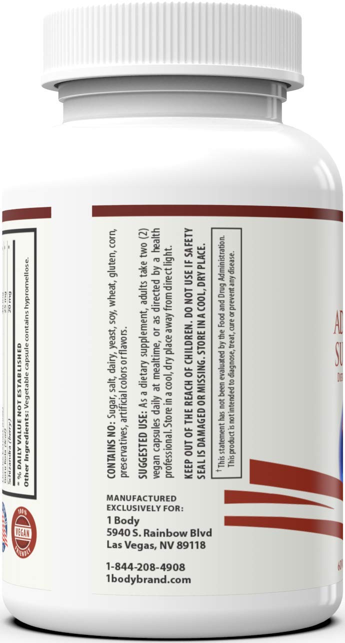 Adrenal Support Ashwagandha Capsules - Cortisol Manager - A Supplement containing Rhodiola Rosea, Vitamin B12, B5, B6, Magnesium, Ginger Root Extract, Schizandra Berry, Ashwaganda - Vegetarian - NewNest Australia