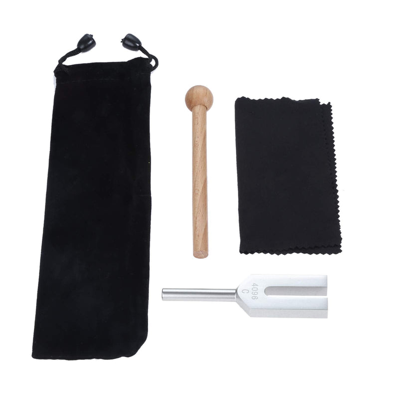 Dreld 4096 Hz Standard Tuning Fork Aluminum Tuning Fork Chakra Tuning Fork with Wooden Hammer and Bag Cloth for Sound Therapy Musical Instrument Healer Vibration (Silver) C4096HZ - NewNest Australia