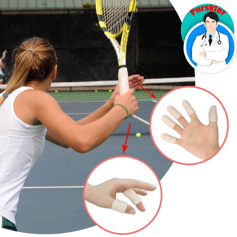Gel Finger Cots, Finger Protector Support(14 PCS) New Material Finger Sleeves Great for Trigger Finger, Hand Eczema, Finger Cracking, Finger Arthritis and More. (Beige, Short) Beige - NewNest Australia