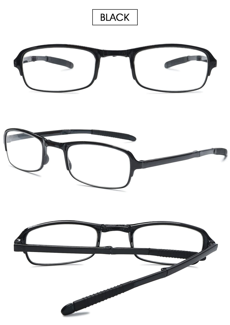 VEVESMUNDO Reading Glasses Foldable Folding Glasses Men Women Small Compact Glasses with Diopters with Case +1.0, +1.5, +2.0, +2.5, +3.0, +3.5, +4.0 Black 2.5 x - NewNest Australia