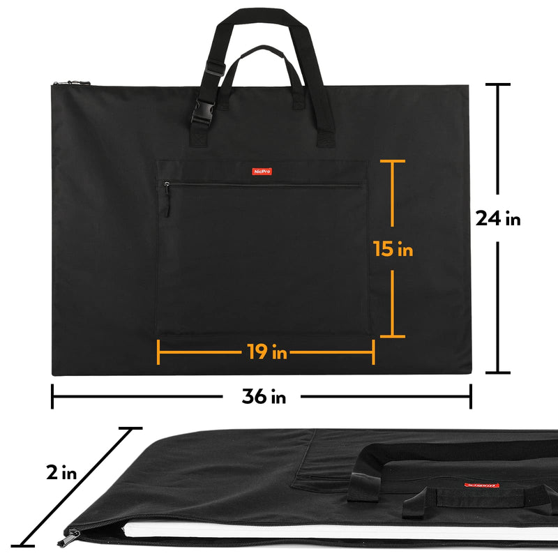 Nicpro Large Size Art Portfolio Case 24 x 36 Inches, Nylon Art Portfolio Tote with Shoulder & Handle Carry, Portfolio Folder for Artwork, Poster, Artboard Storage 24" x 36" - NewNest Australia