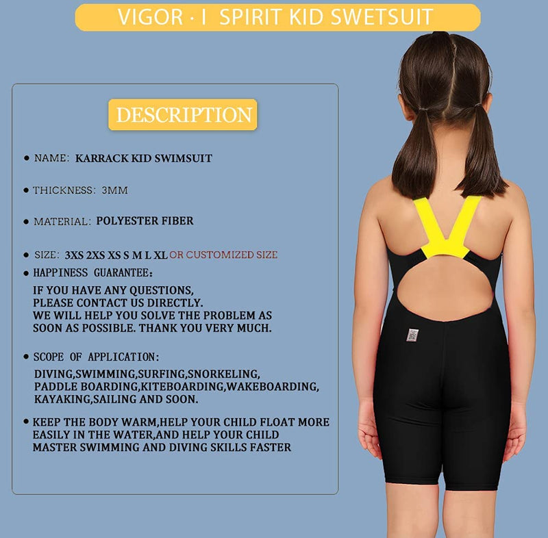 karrack Girls Swimming Suit Sports Conjoined Girls Training Competition Children Swimming Suit Black/Yellow 11-12 Years - NewNest Australia