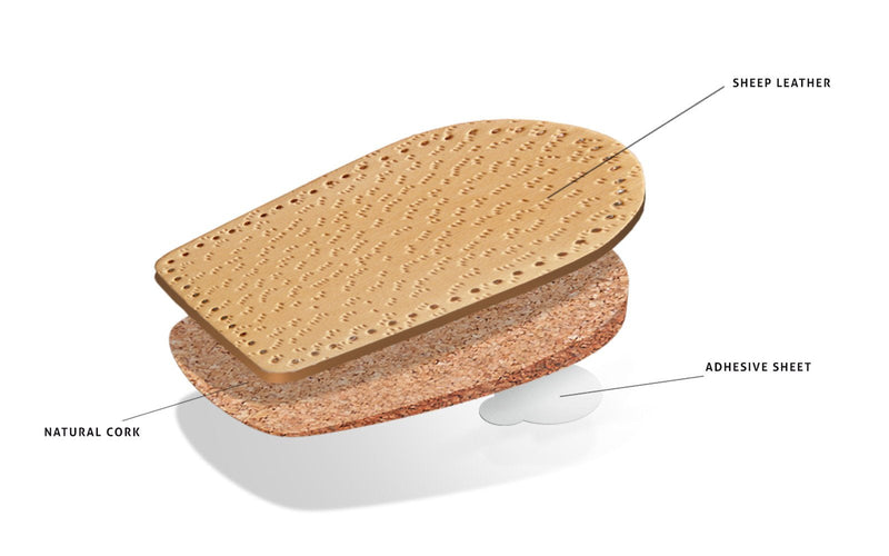 Kaps Orthotic Heel Lift Raise, Genuine Leather and Natural Cork, With Self-Adhesive Backing, Shock Absorbing Support, Relief With Achilles Tendonitis, Men / UK 7-12 / EUR 40-46, Beige - NewNest Australia