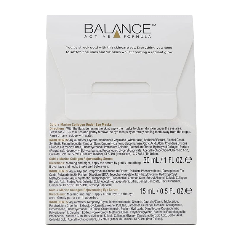 Balance Active Formula The Golden Hour (Gold + Marine Collagen Serum, Under Eye Masks & eye serum) - Soften fine lines & wrinkles. Create a radiant glow. - NewNest Australia