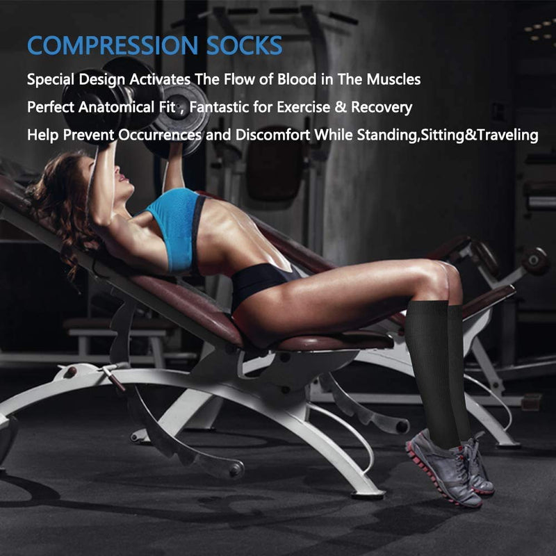 4 Pairs Copper Compression Socks for Men & Women 15-20 mmHg Medical Graduated Compression Stockings for Sports Running Plantar Fasciitis Nurses Shin Splints Diabetic S-M Black - 4pairs - NewNest Australia