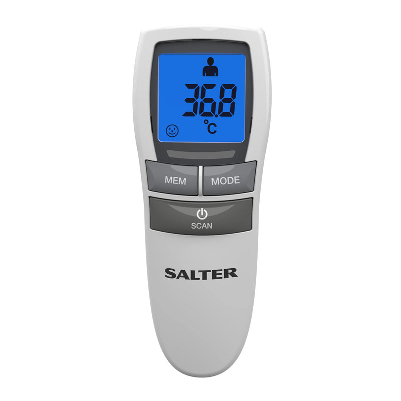 Salter TE-250-EU No Touch Infrared Thermometer, Forehead Mode, Objects and Liquids, Night Mode, Fever Alarm, 30 Memory Recall, One Second Reading, Backlit Display, No Touch Thermometer - NewNest Australia