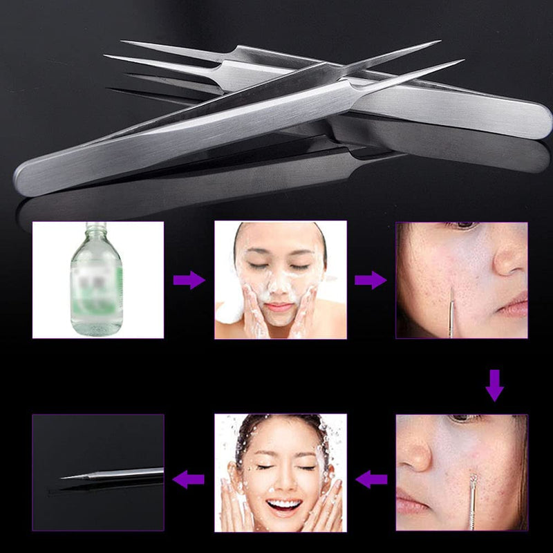 6 Pieces Blackhead Remover Tool Kit, Stainless Steel Comedone Extractor Tweezers Acne Needle Blemish Whitehead Removal Pimple Zit Spot Popper Patches for Nose Face Skin - NewNest Australia