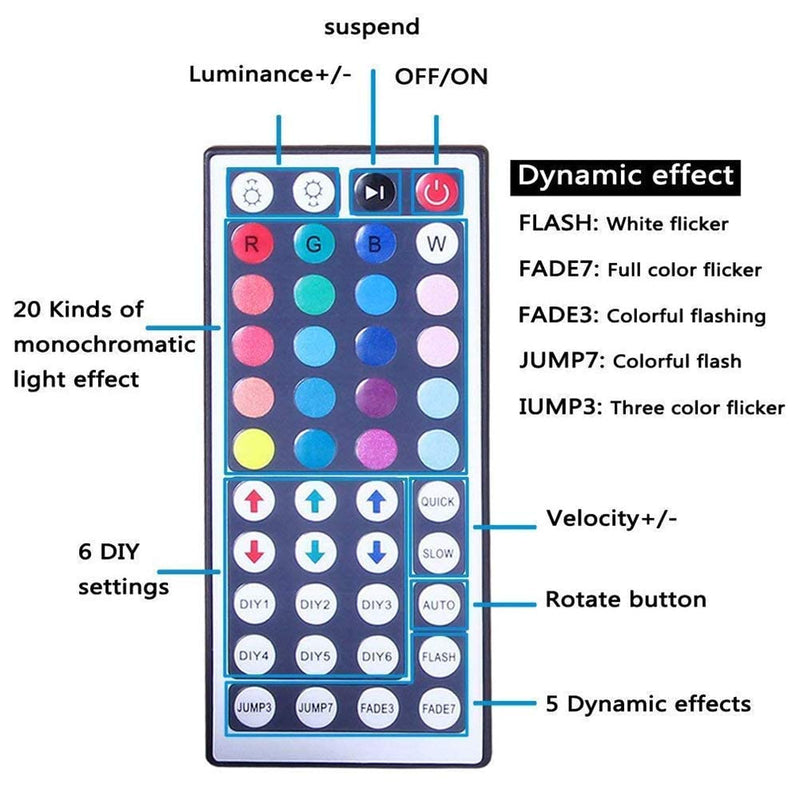 Daybetter Led Strip Lights Kit RGB 16.4ft with Remote Controller for Party Home Decoration Kicthen Bedroom 16.4 ft - NewNest Australia