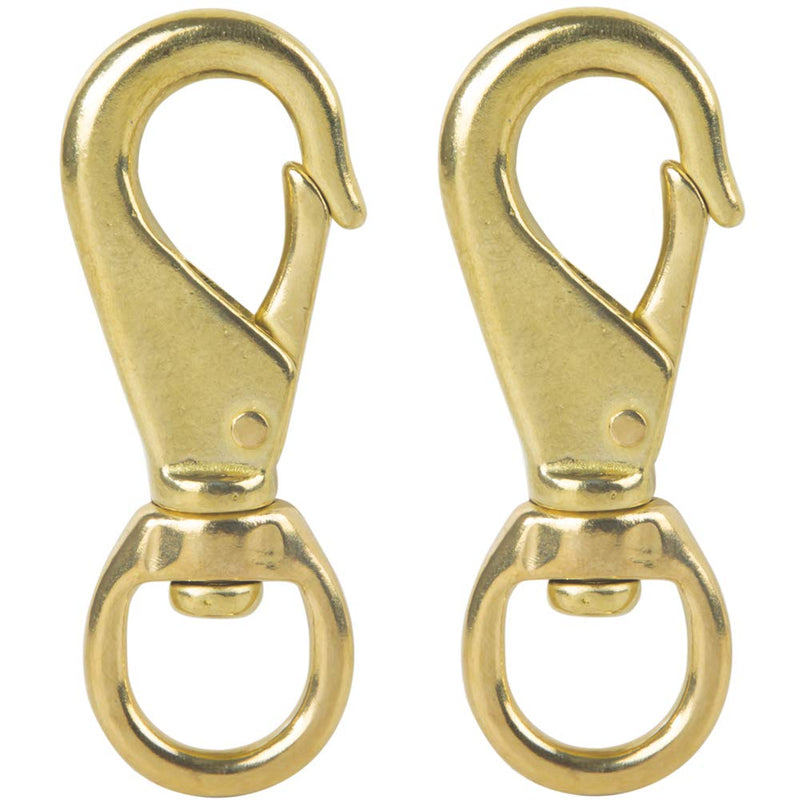 AOWESM 3-1/4" Brass Snap Hook 3/4" Swivel Eye - Solid Brass Clips #1 - Bags, Belting, Leashes, Straps, Luggage, Leathercarft (Pack of 2) - NewNest Australia