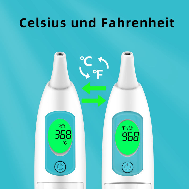 Fever Thermometer Ear For Baby Adults, Ear Thermometer Children Infrared Thermometer Fever With Accurate And Instant Reading, Fever Alarm, 10 Memory Functions, Lcd Display - NewNest Australia