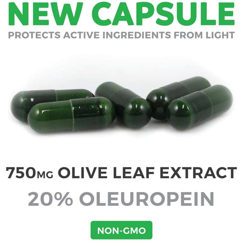 Olive Leaf Extract (Non-GMO) Super Strength: 20% Oleuropein - 750mg - Vegetarian - Immune Support, Cardiovascular Health & Antioxidant Supplement - No Oil - 60 Capsules - NewNest Australia