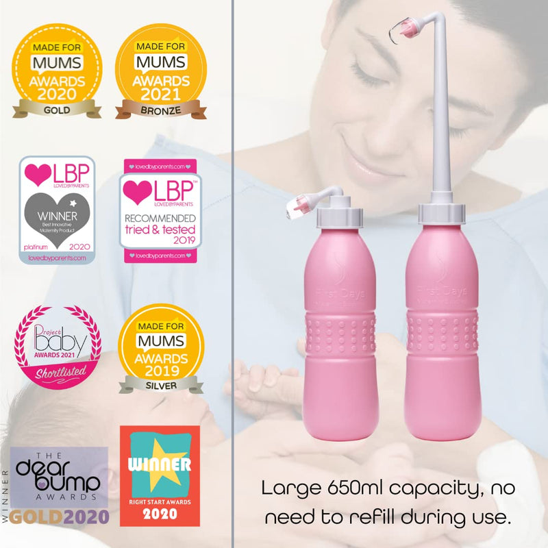 First Days Maternity - Large Peri Bottle for a Long Soothing Cleanse Without Needing to Refill During Use - Hospital Bag Essential for Postpartum Care (Pink) Pink - NewNest Australia