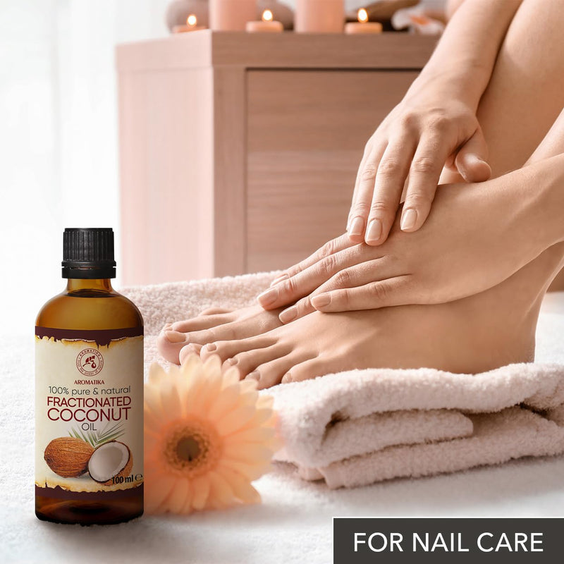 Coconut Oil Fractionated 100 Ml - Cocos Nucifera Oil - 100% Pure & Natural Coconut Oil - Base Oil - Liquid - Odorless - Intensive Care For Face - Body - Skin - Hair - Massage Oil - Cosmetics - NewNest Australia
