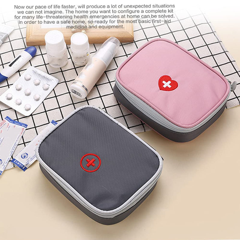 Pack Of 2 Small Medicine Bag, Portable Medicine Bag, First Aid Bag, Medicine Bag For On The Go, Medication Bag, Waterproof, For Outdoor Camping, Hiking (Grey/Pink) - NewNest Australia