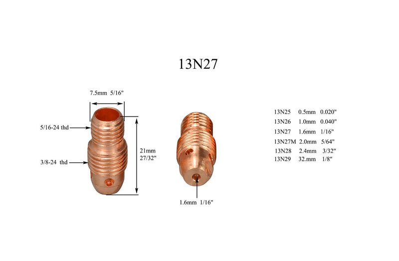 TIG Gas Lens Collet Body 13N21 45V42 (.040" & Ø1.0mm) 13N22 45V43 (1/16" & Ø1.6mm) 45V44 13N23 (3/32" & Ø2.4mm) 45V45 13N24 (1/8" & Ø3.2mm) Pyrex Cup #4 ~ #8#10#12 WP 9 20 25 TIG Welding Torch 68pcs - NewNest Australia