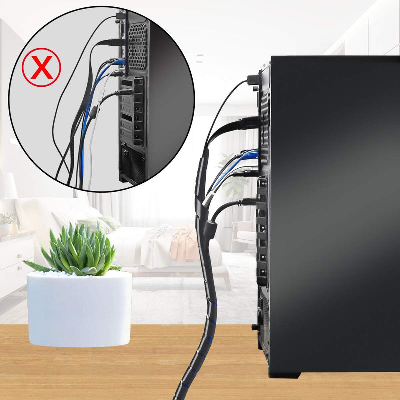 50Ft XHF 1/4" Spiral Cable Wrap 6mm(Wrapping Range:4mm-50mm) Spiral Wire Wrap Cord for Computer Electrical Wire Organizer Sleeve Hose RoHS Black Dia 6MM-Length 15M - NewNest Australia
