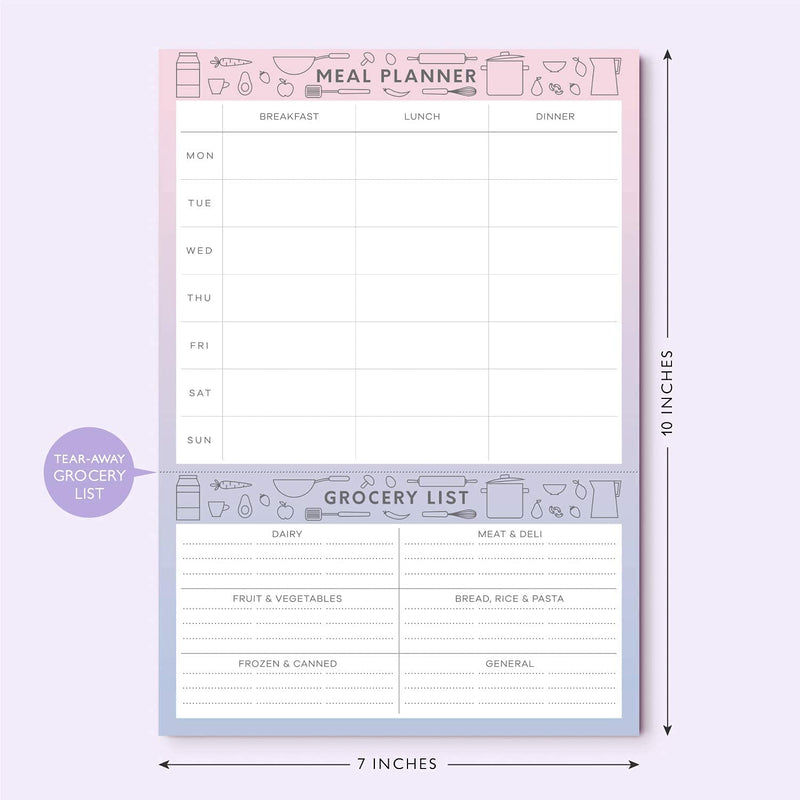 Sweetzer & Orange Meal Planner Notepad and Grocery List | 7x10 inch Pad for Organized Weekly & Daily Planning | Tear-Off Grocery Magnetic Notepad Checklist for Convenient Shopping - NewNest Australia