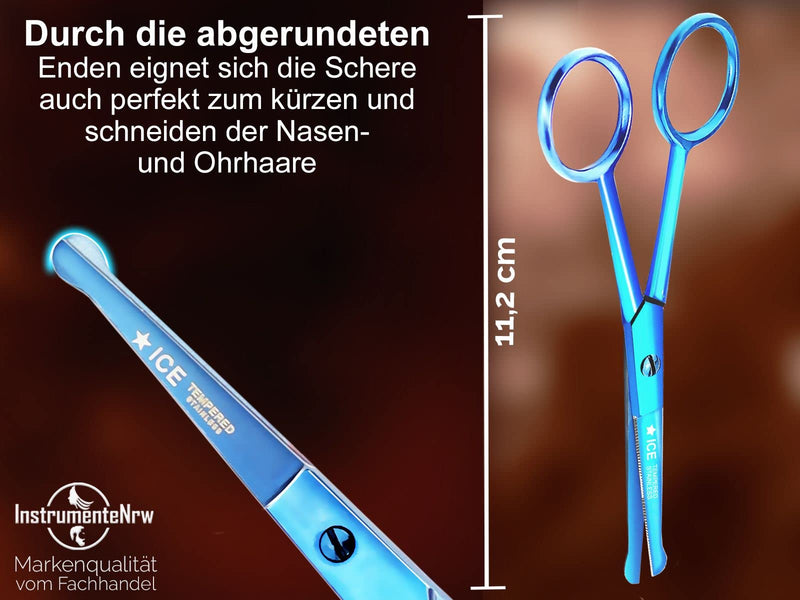 Beard scissors BLUE TITANIUM mustache scissors nose hair scissors with micro-serration - NewNest Australia