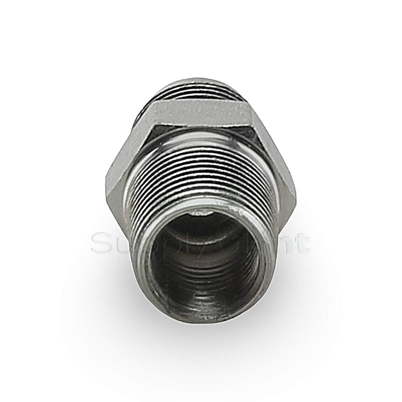 Flextron FTGF-38M38 Gas Connector Adapter Fitting with 3/8" Outer Diameter Flare Thread x 3/8" MIP (TAPPED 1/4"), Uncoated, for Log & Space Gas Connectors, Stainless Steel - NewNest Australia