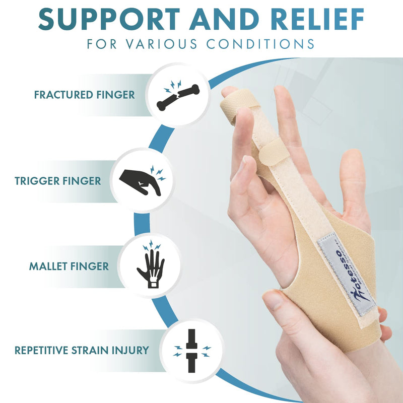 Actesso Enhanced Broken Finger Splint - Support for Trigger, Mallet, Arthritis, RSI (Repetitive Strain Injury), Small Middle Index Ring (One Size, Beige) One Size - NewNest Australia