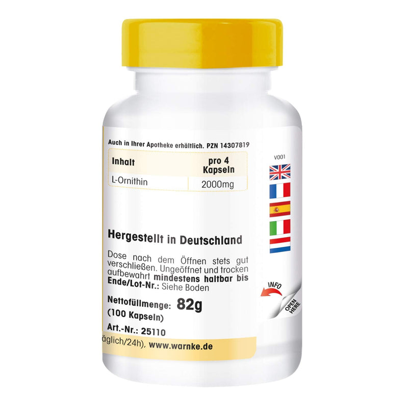 L-Ornithine capsules - 500mg L-Ornithine per capsule - high dosage & vegan - 100 capsules - amino acid | Warnke vital substances - NewNest Australia