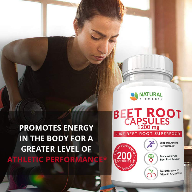 Beet Root Capsules - 1200mg Per Serving - 200 Beet Root Powder Capsules - Beetroot Powder Supports Blood Pressure, Athletic Performance, Digestive, Immune System (Pure, Non-GMO & Gluten Free) - NewNest Australia