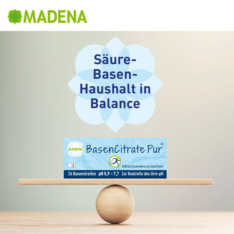 MADENA BasenCitrate Pur urine test strips, pack of 26, alkaline strips to check pH value in urine, test for acid-base balance - NewNest Australia