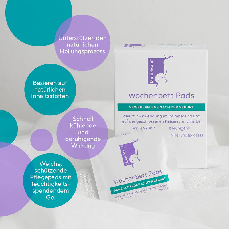 Multi-Mam postpartum pads - tissue care after birth for the intimate area and caesarean section scars - intimate care women's moist gel pads for cooling and relief, without fragrances or hormones - pack of 14 - NewNest Australia