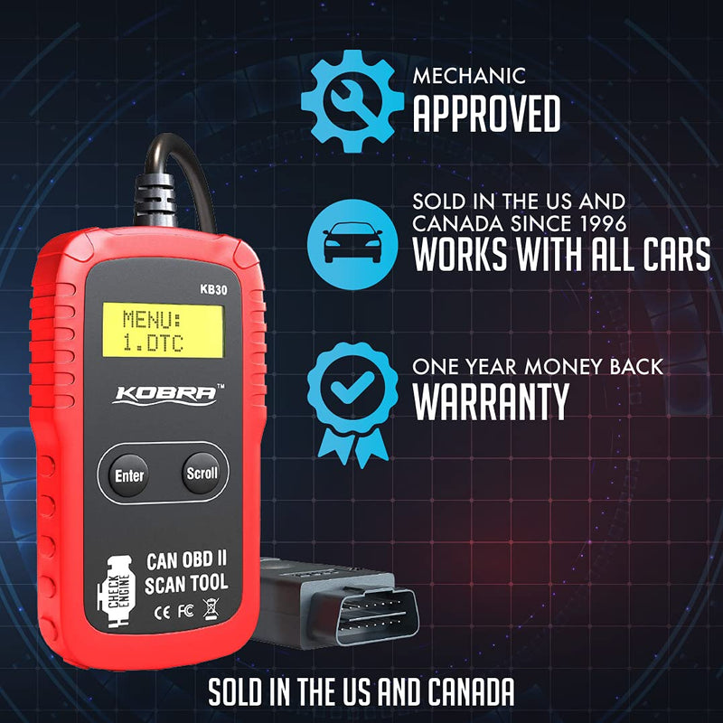 Kobra Newest Version OBD2 Scanner Car Code Reader - Universal Auto OBD Car Diagnostic Tools for All Cars, Automotive Check Engine Readers with Reset (Red and Black) - NewNest Australia