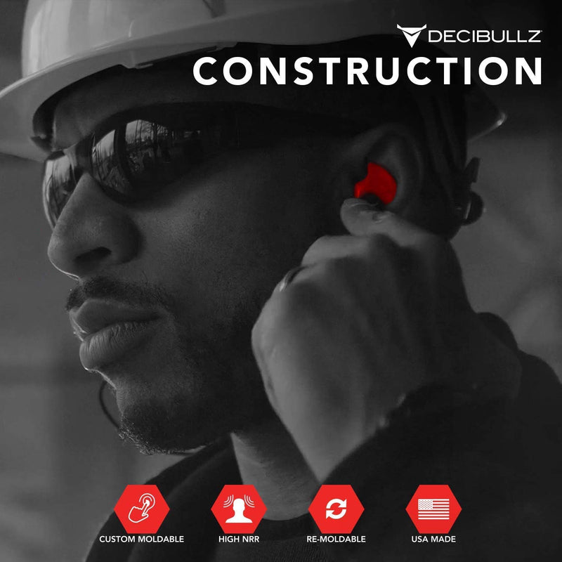 Decibullz - Custom Molded Earplugs, 31dB Highest NRR, Comfortable Hearing Protection for Shooting, Travel, Work and Concerts Red - NewNest Australia