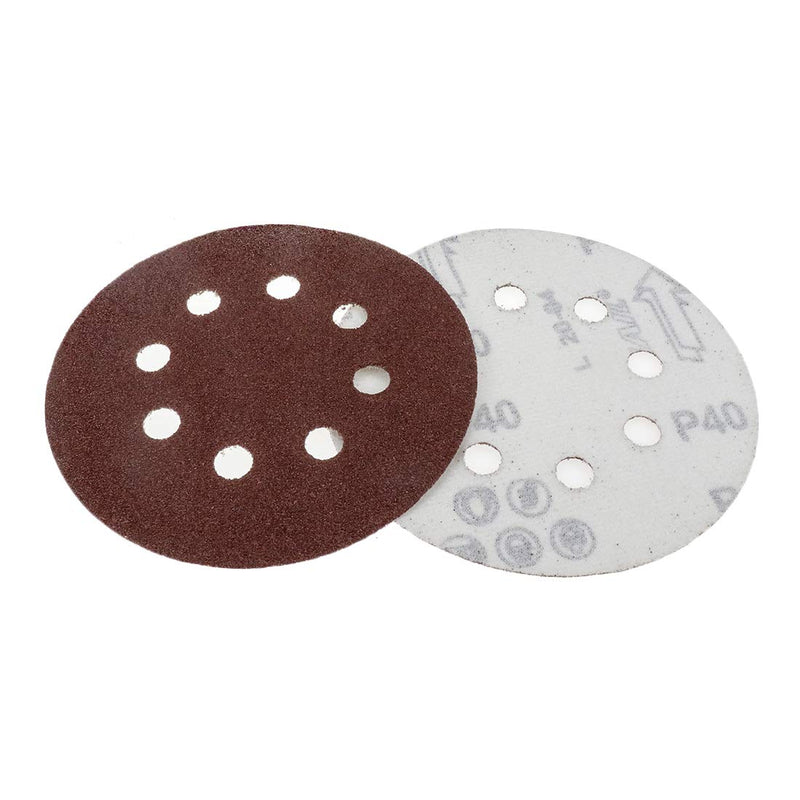 Sydien 50Pcs 5 Inch 8 Holes Sanding Discs 40Grit Dustless Hook and Loop Sandpaper for Random Orbital Sander (Red) 40 Grit - NewNest Australia