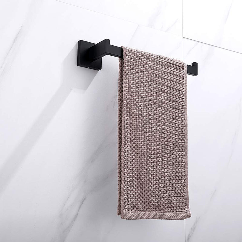 TASTOS Premium Stainless Steel Hand Towel Holder, Square Hand Towel Ring Heavy Duty Wall Mounted Modern Hand Towel Bar for Bathroom Kitchen, Matte Black - NewNest Australia