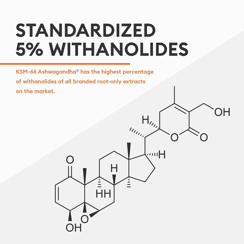 KSM-66 Ashwagandha Root Powder Extract, High Potency 5% Withanolides, 1000mg of Clinically Studied KSM66 & Black Pepper, Adrenal Support, Thyroid Support - Vegan, Non-GMO, 60 Capsules - NewNest Australia