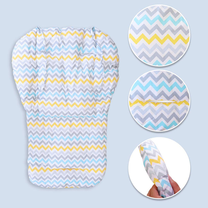 Twoworld High Chair Cushion, Large Thickening Baby High Chair Seat Cushion Liner Mat Pad Cover Breathable (Wavy Stripes) Blue Wavy Stripes - NewNest Australia