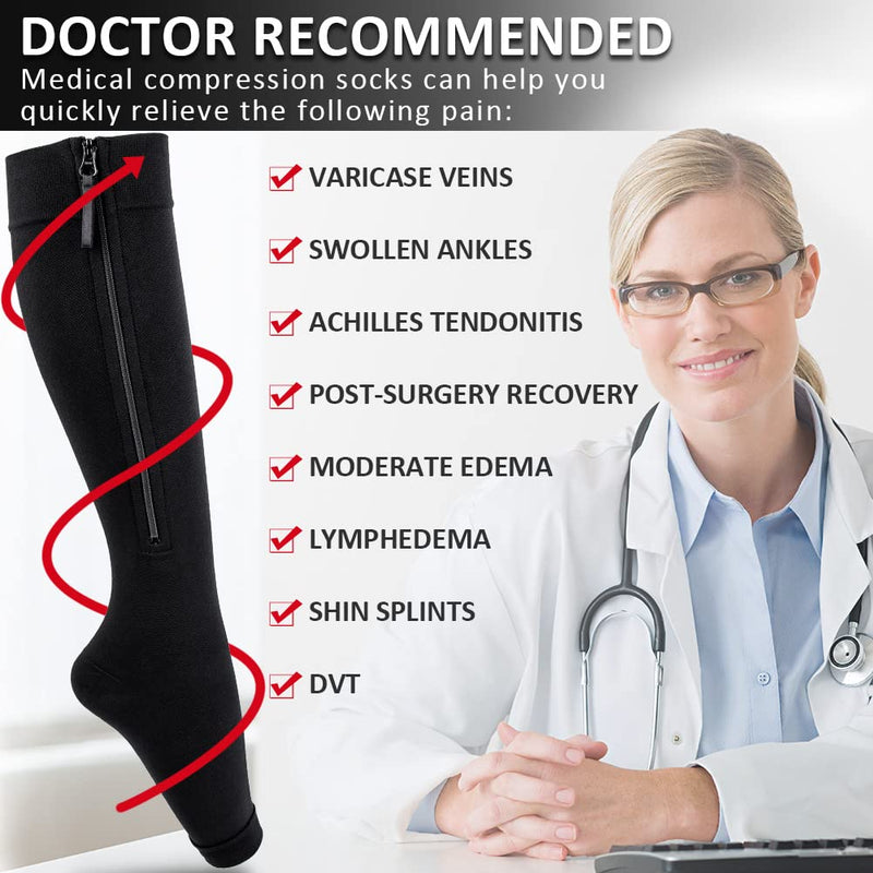 Ailaka Compression Stockings With Zipper, 15-20 Mmhg Class 1 Compression Stockings For Men And Women, Open Toe Support Stockings For Varicose Veins, Edema, Recovery, Pregnant - NewNest Australia