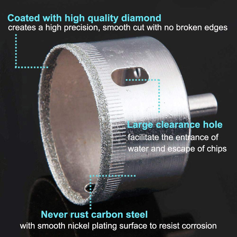 Diamond Hole Saws,18Pcs Diamond Drill Bits Hollow Core Drill Bits Set Extractor Remover Tools for Glass,Ceramics,Porcelain,Ceramic Tile 4-50mm,1/6-2inch - NewNest Australia