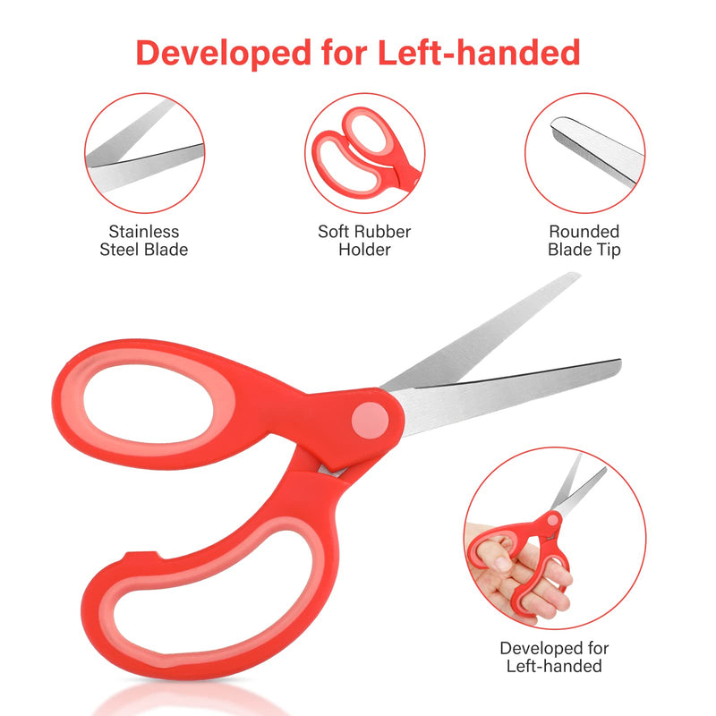 Left-Handed Kids Scissors Lefty Stainless Steel Scissors 5.9 Inch Left Handed Pointed Scissors Soft Grip Office Craft Shears Scissors for Office Home Household School Supplies (,3 Pieces) 3 - NewNest Australia