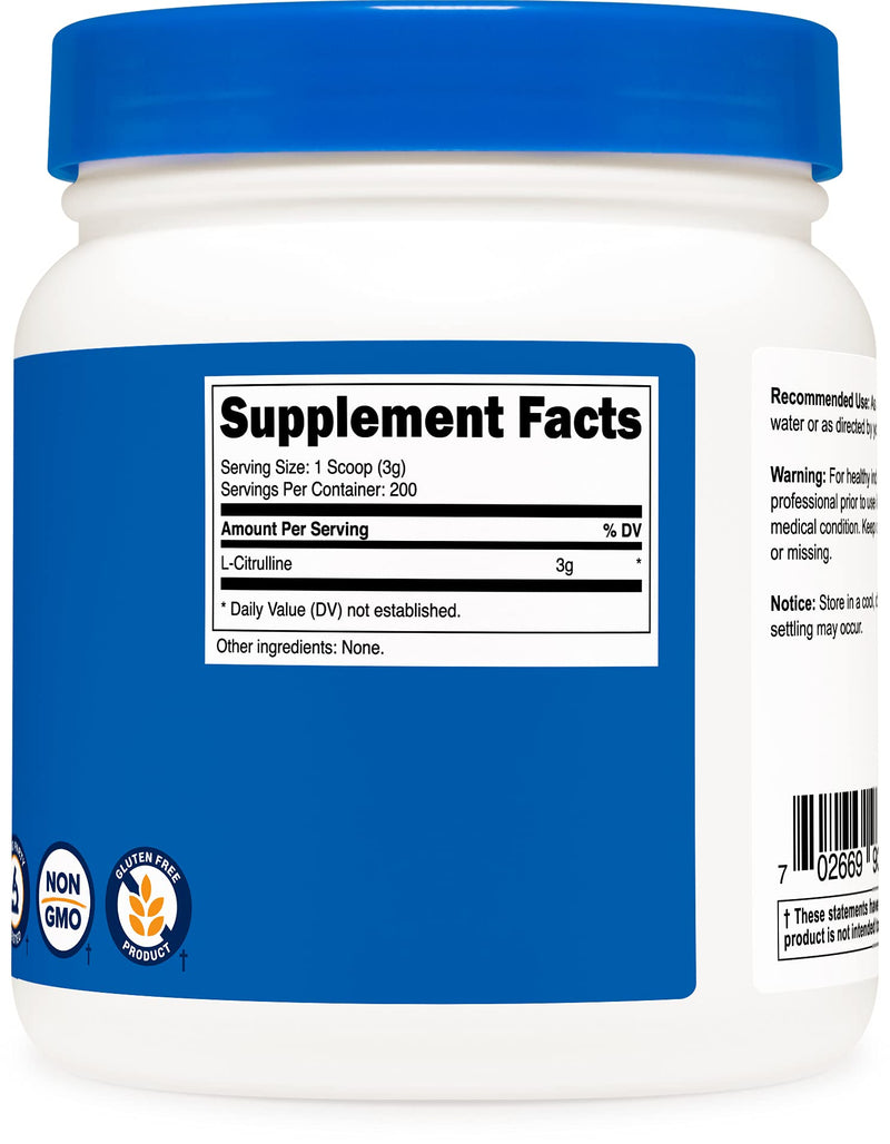 Nutricost Pure L-Citrulline (Base) Powder (600 Grams) 1.32 Pound (Pack of 1) - NewNest Australia